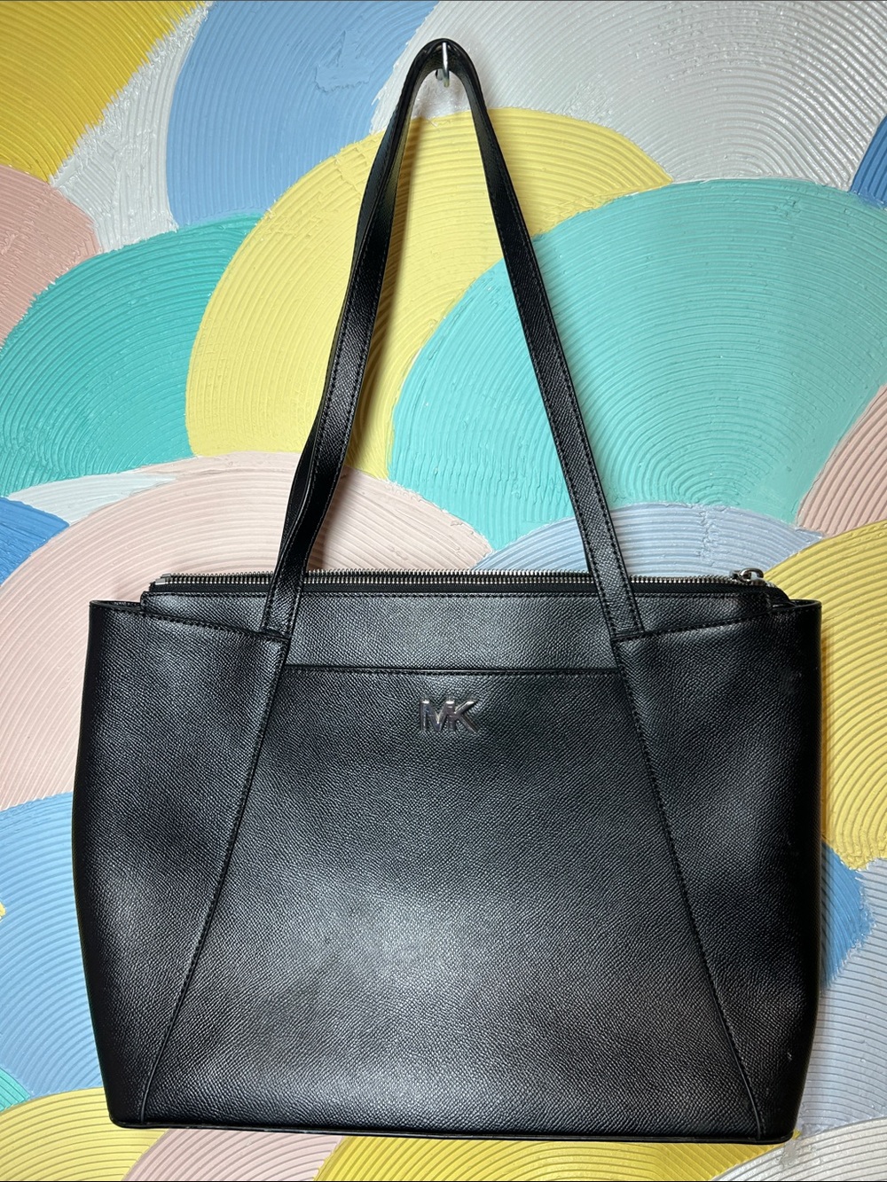 Michael Kors Black Saffiano Leather Tote with MK Logo with dust bag
